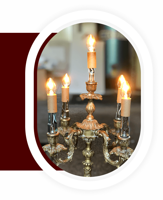 Electric Candles on a Beautiful Table Lamp