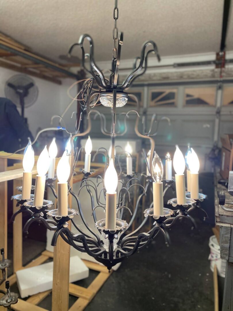 Beautiful Metal Chandelier With Electric Candles
