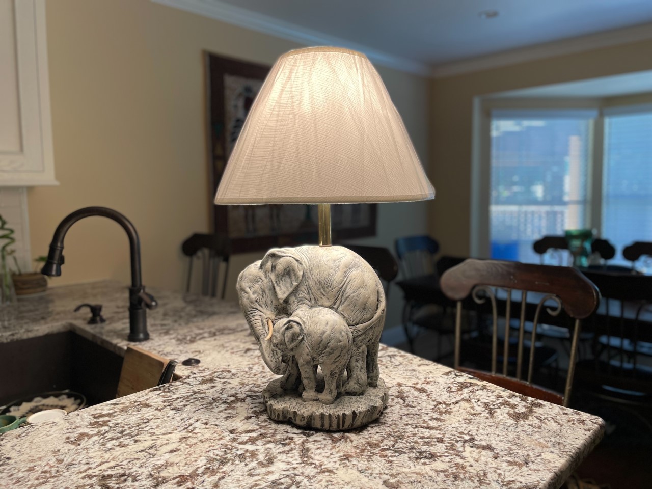 Image of elephant carved lamp