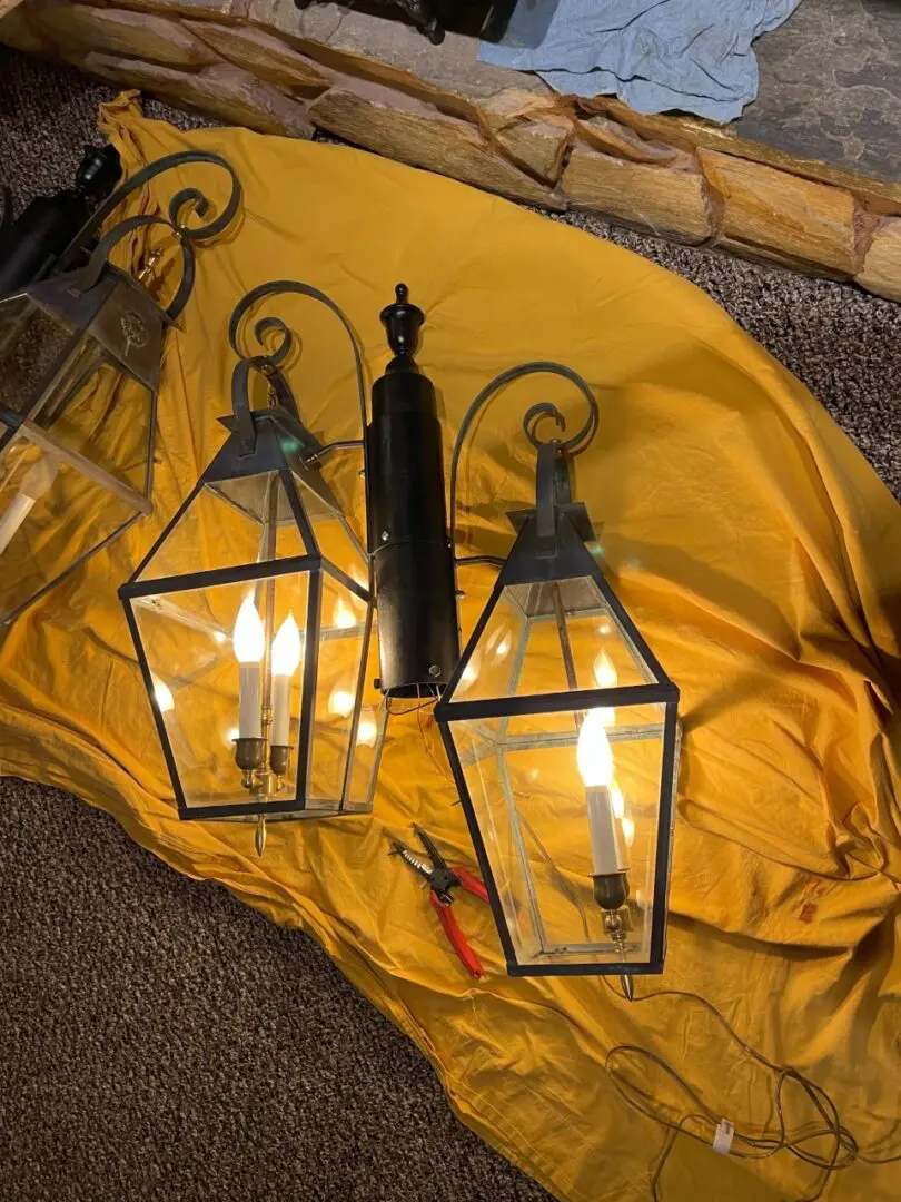 Image of lamp placed in yellow sheet
