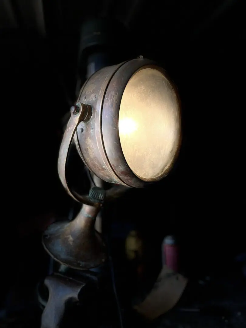 closeup shot of a light shade in the dark